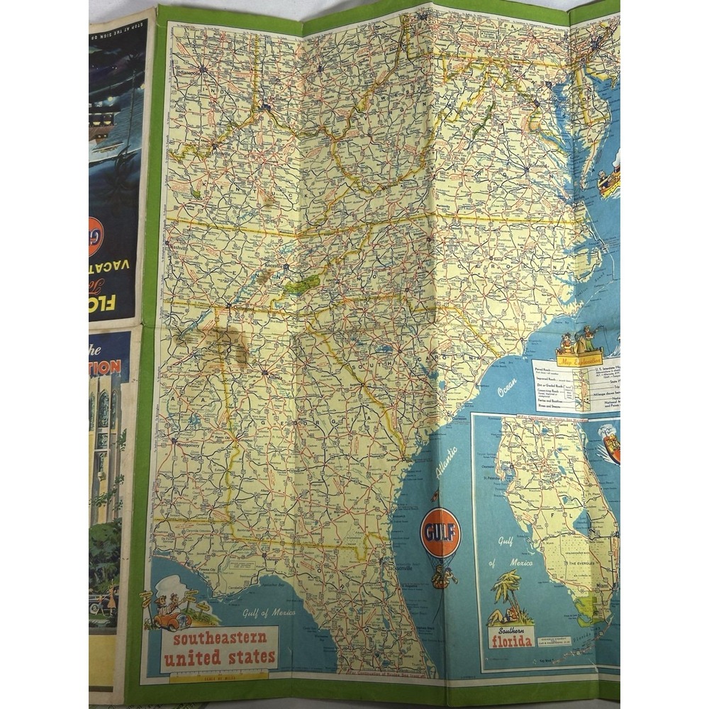 Vintage 1950s Gulf Tourguide Road Map Florida Vacation Gas Oil Service Station - Picture 3 of 6